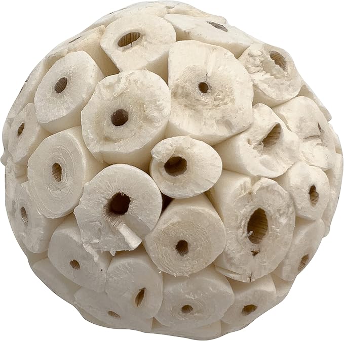 by M&M 5110 Small Sola Bird Balls Pk3 - Handmade Natural Sola Wood Bird Foot Toys, Shreddable Lightweight Wood Balls, Easy for Beaks and Feet to Forage, Grat for Small to Med Birds
