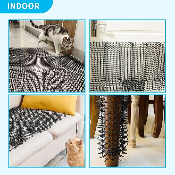 16 Pack 16 x 8 Inch Cat Scat Mat with Spikes, Scat Mat for Cats Cat Deterrent Mat Digging Stopper Repellent Spike Mat