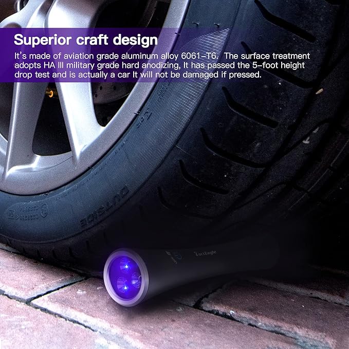 UV Flashlight Black Light, 365nm Blacklight Pet Urine Detector, Rechargeable Blacklight Flashlight for Dog/Cat Urine Stains, Bed Bug, Resin Curing, Scorpions Finder, Grey