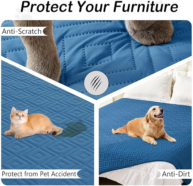 hyha Waterproof Dog Blanket, Soft Dog Bed Cover Pet Blankets, Waterproof Sofa Couch Cover for Dogs Washable, Reversible Pet Couch Covers for Sofa Furniture (40x80 Inch, Navy Blue/Navy Blue)