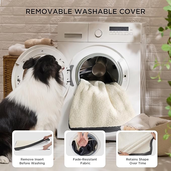 Bedsure Dog Bed Medium Size Dog - Comfy Flat Puppy Beds with Removable Washable Cover, Orthopedic Egg Crate Foam Pet Mat, Suitable for Pet Up to 30 lbs