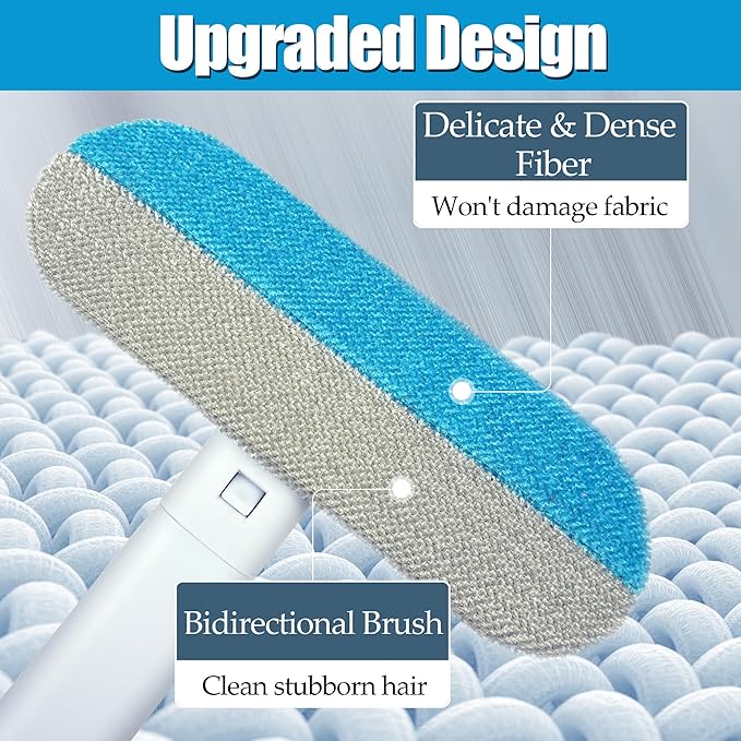 Pet Hair Removal Tool 2 Pieces, Dog and Cat Hair Remover for Couch Carpet Furniture, 4 in 1 Multifunctional Pet Hair Removal Broom, Cleaning Brush for Window Tile, Reusable Washable