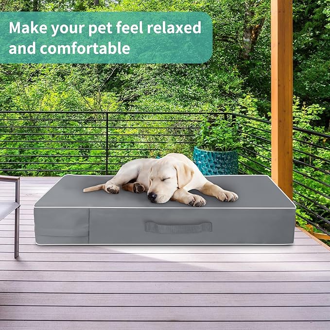 COSHNIBI Dog Bed Covers Replacement Washable,Waterproof Dog Bed Cover with Zip and Carry Handle for Dog/Cat 30''Lx20''Wx3''H-Grey