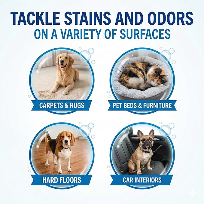 No-Rinse Dog Paw Cleaner & Pet Cleaning Spray for Dogs & Cats – Cleans Coat, Eyes & Ears, Hot Spot – Daily Cleaner for Pet Messes, Stains & Pet Odor Remover – No Harmful Chemicals (16 fl oz 2 Pack)