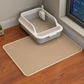 HCY&WLD 2-Pack Cat Litter Mat, Double Layer Honeycomb Waterproof Urine Proof Non-slip Litter Trapping Mat, Less Waste, Easy to Clean Cat Litter Box Mat, Kitty Indoor Supplies (Khaki, 24x18 Inches)