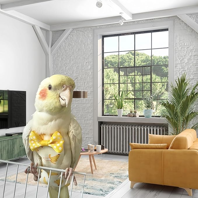 2Pcs Bird Diapers Bird Harness Flight Suits Diapers with 2Pcs 80 Inch Flying Leash Parrot Nappy Pigeon Pants Urine Wet Suit Costume for Cockatiel Conure Macaw Budgies Parakeet-Kiwi&Banana