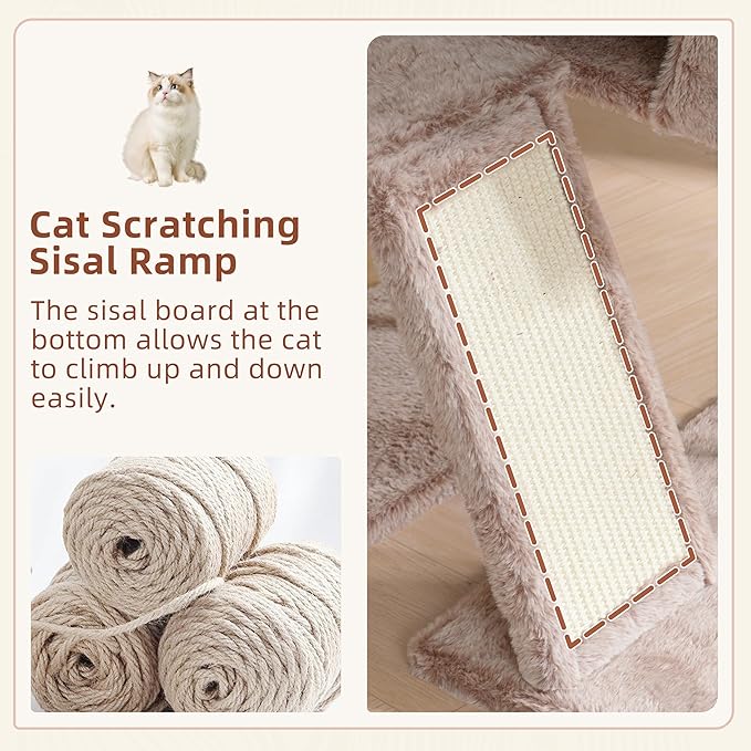 Cat Tree for Indoor Cats, Cat Tower with Scratching Post for Small Cats and Kittens, Cat House with Removable Top Platform and Fluffy Balls, Hanging Cat Basket, Mushroom GCT006SMU