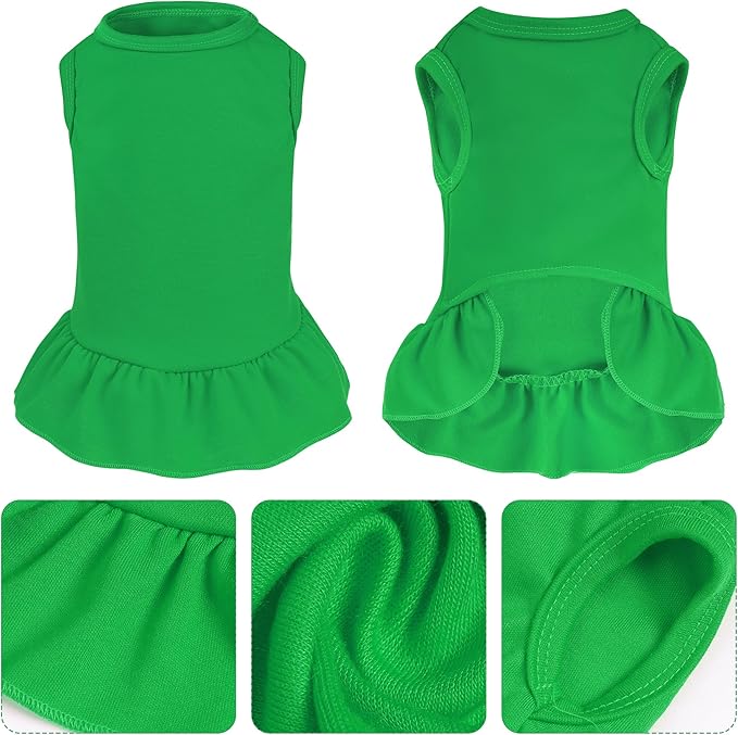 Dog Dresses Cat Skirt Solid Color Dog Clothes Summer Sleeveless Puppy Girl Clothes for Small Pet Dogs Cats (Dark Green, Small)