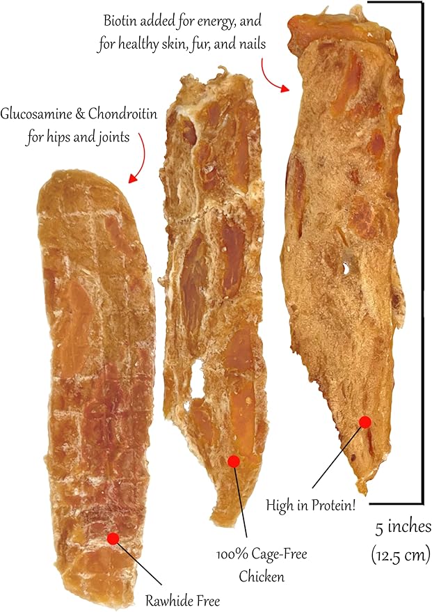 Chicken Steak Strips (30 count) Glucosamine and Chondroitin and Biotin added for hips and joints and nails and skin