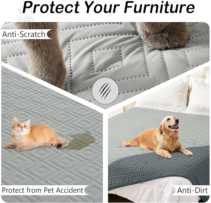 hyha Waterproof Dog Blanket, Soft Dog Bed Cover Pet Blankets, Waterproof Sofa Couch Cover for Dogs Washable, Reversible Pet Couch Covers for Sofa Furniture (40x70 Inch, Grey/Dark Grey)