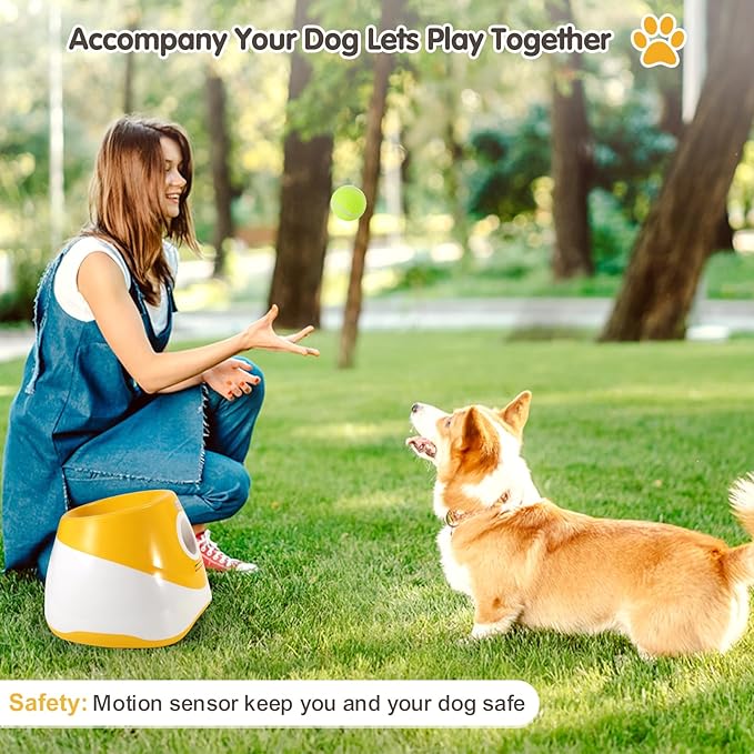 Automatic Ball Launcher Dogs: Interactive Fetch & Training Tool, Smart Mini Tennis Ball Thrower with 3-Setting Distance Control, Ultimate Self-Play Fetch Machine: Independent Fun & Exercise, Orange