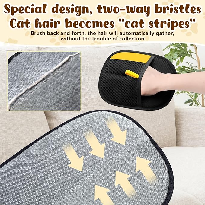 2Pcs Magic Brush Pet Hair, Pet Hair Remover Gloves for Cats & Dogs, Reusable Electrostatic Pet Hair Remover Glove for Couch Furniture, Carpet, Curtain