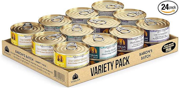 Weruva Classic Dog Food, Variety Pack, Baron's Batch, Wet Dog Food, 5.5oz Cans (Pack of 24)
