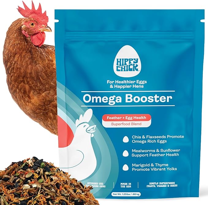 Egg Booster for Chickens – Omega-3 Vitamin Supplement for Laying Hens – Egg & Feather Health Support – Natural Poultry Treat and Layer Feed Additive