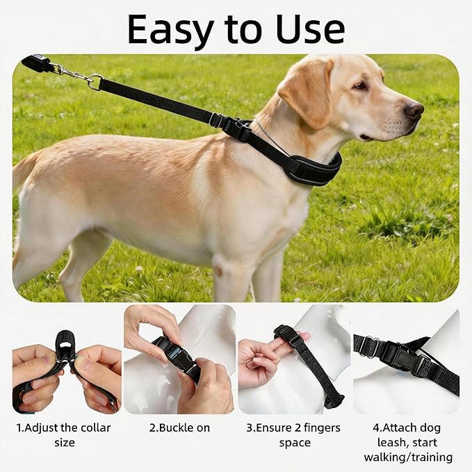Lightweight Prong Collar for Dogs, Reflective No Pull Dog Collar | Adjustable Size Dog Pinch, Breathable Woven Fabric Air Grid Technology, Martingale Collar for Dogs Training(Black-XL)