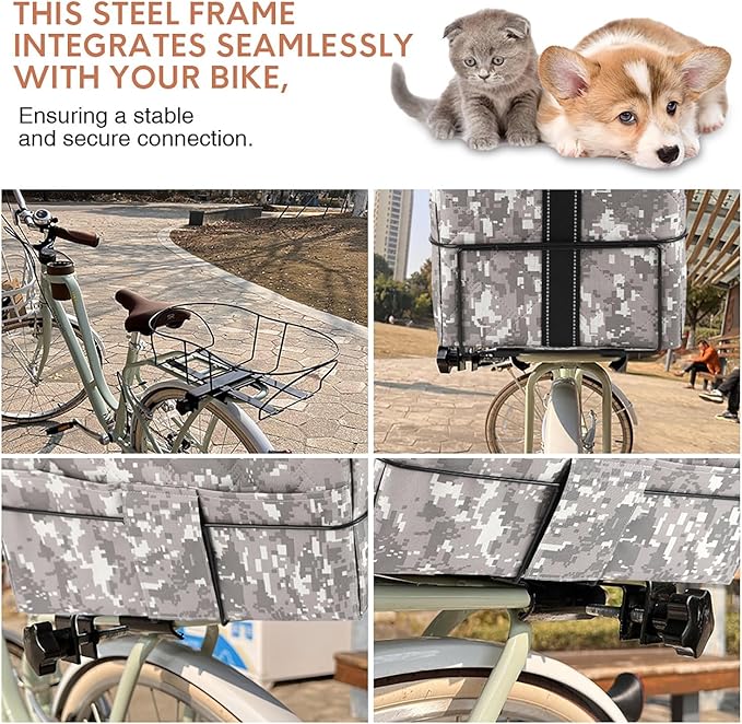 Rear-Mounted Dog Carrier for Bikes — Dog Bike Booster Seat with Breathable Mesh, Padded Interior & Safety Harness, Foldable Pet Bike Seat for Small/Medium Dogs, Waterproof Cover Option