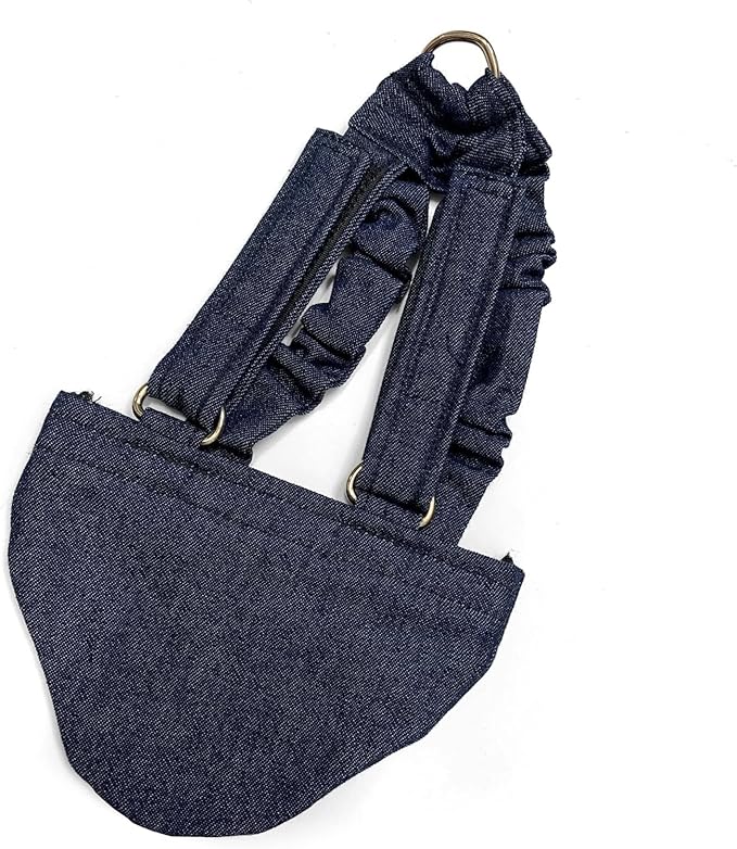 Hen Holster Bikini Diaper, Bird Diaper & Harness for Hens, Roosters, Ducks, Geese - with Removable Vinyl Liner, Adjustable Fit for Outdoor Adventures & Indoor Use - Easy to wear - S/M, Denim