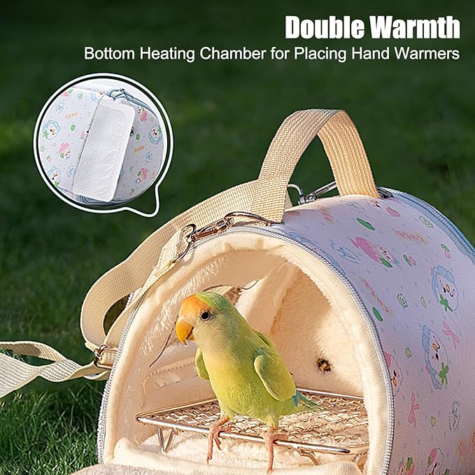 Portable Bird Carrier, Ventilated Parrot Travel Box, 16.12 Inches Transport Cage with Window Feature, Acrylic Panel Housing, Ergonomic Handle Carrier Pet Bird Box for Hiking Camping Travel Trips