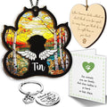 Personalized Angel Dog Memorial Suncatcher, Paw Suncatcher Remembrance Gift, Engraved Pet Memorial Ornament, Pet Sympathy Keychain, Loss of Animal Sympathy Card, Rainbow Bridge Dog Loss Gift