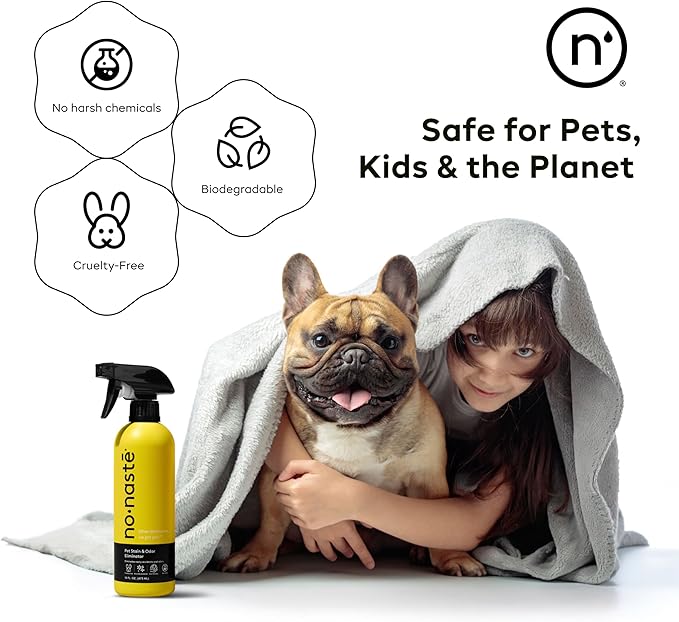 Nonaste Pet Stain & Odor Eliminator Spray (16 Oz, Pack of 2) – Enzyme Cleaner Spray for Dogs & Cat Messes, Works on Carpets & Upholstery | Pet & Kid Safe, Urine Odor Stain Remover, Light Fresh Scent