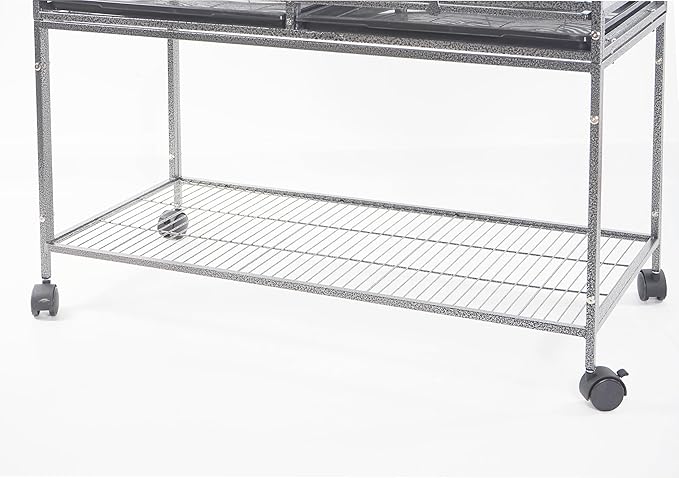 1F/2F/3F Stackable Center Divided Breeder Breeding Bird Flight Double Rolling Cage for Aviaries Canaries Cockatiels Lovebirds Finches Budgies Small Parrots. (Black Vein, 1F)