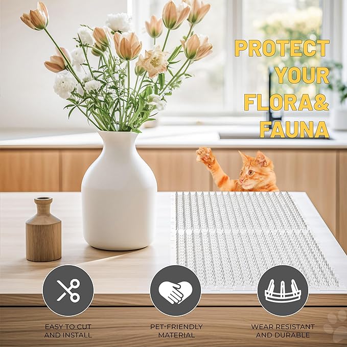Bundle of 12 Pack Cat Scat Mat with Spikes and 12 Pack Cat Deterrent Mat Outdoor Indoor