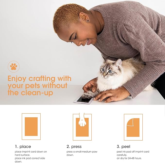 Pearhead Paw Print Clean Touch Ink Pad Kit for Dogs and Cats, Pet Owner Keepsake, DIY Inkless Paw and Nose Print Impression Set, Small/Medium