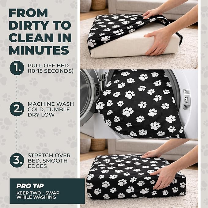 DUKE&LEFTY Furever Pet Dog Bed Slipcover-Stretch Soft Petbed Cover-Universal-Easy to Remove (Zipper Free)-Princess/Small