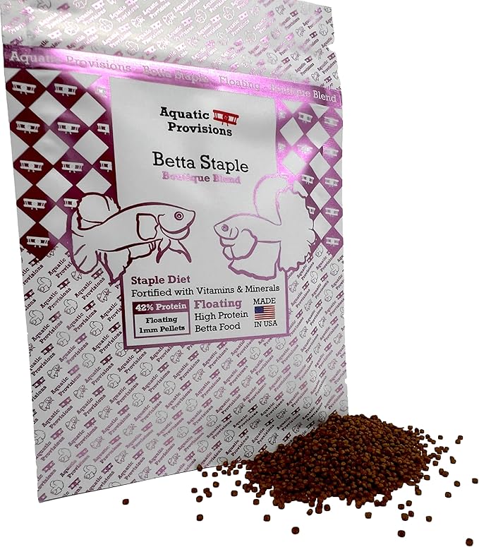 Betta Staple Fish Food, 0.88 oz (25g) Floating 1mm High Protein Pellets