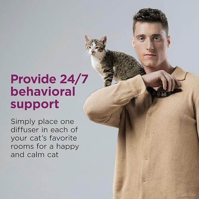 Comfort Zone 30 Day Starter Kit: 1 Cat Calming Diffuser & 1 Refill; Cat Pheromones Help Anxiety; Reduce Stress, Urine Marking, Scratching