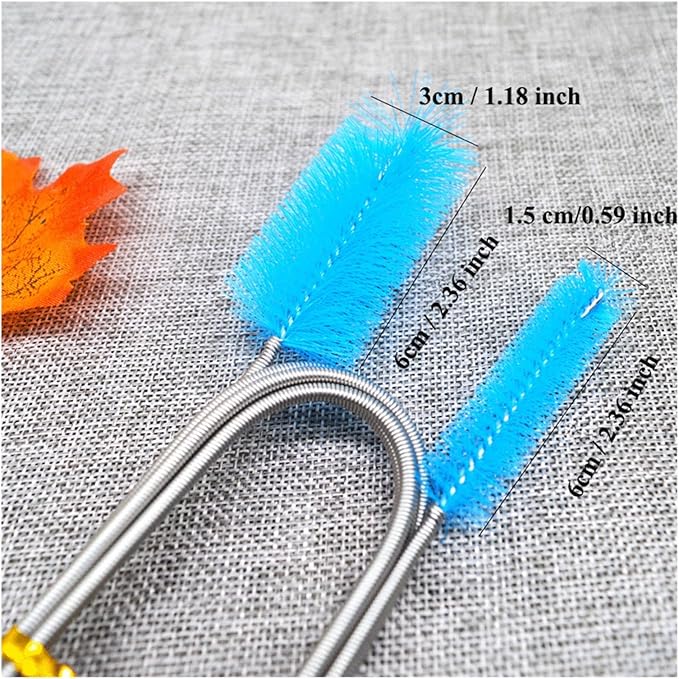 90/155/200CM Aquarium Cleaning Brush for Hose Air Tube Stainless Steel Flexible Double Ended Pipe Brush Fish Tank(Blue,200cm)