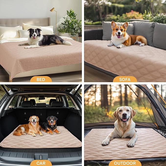 Luciphia 100% Waterproof Couch Cover Blanket for Dogs Anti-Slip Pet Couch Protector Sofa Mat Puppy Cat with Non-Slip Bottom, Beige, 40x50 Inch