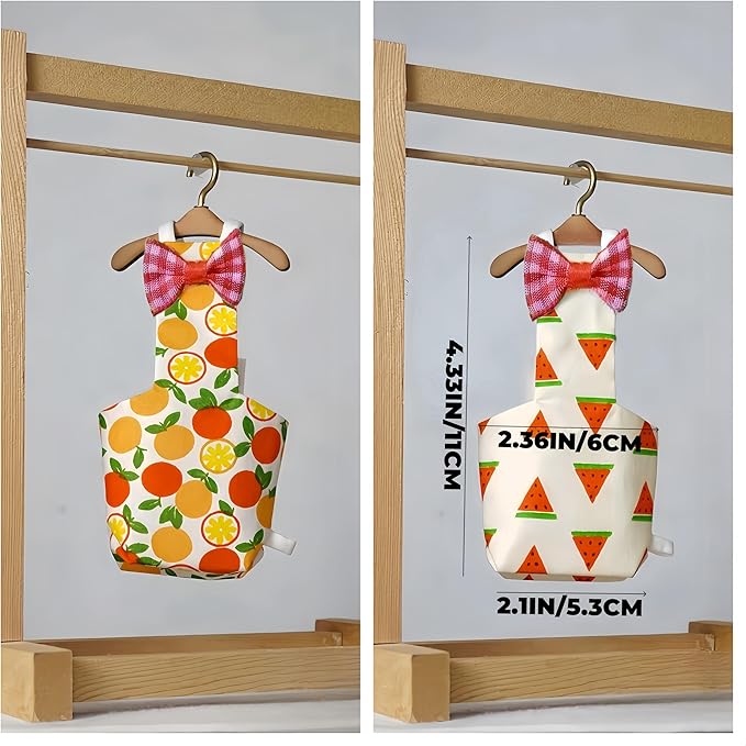 2 Pcs Bird Diapers Bird Harness Flight Suits Diapers with 80in Flying Leash Reusable Parrot Nappy with Waterproof Inner Layer for Cockatiel Budgie Conure Parakeet Lovebird-Watermelon&Orange