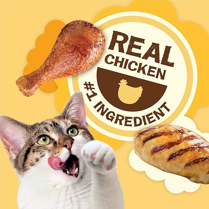 Purina Friskies Natural Cat Treats, Party Mix Natural Yums With Real Chicken & Vitamins, Minerals & Nutrients - (Pack of 10) 2.1 oz. Pouches
