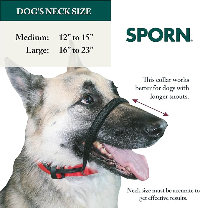 Sporn Medium Dog Head Halter for Dogs, Black Dog Stop Pulling Leash with Thick Muzzle Harness No Pull Head Collar for Dogs, Anti Pulling Collar for Comfort Face Harness