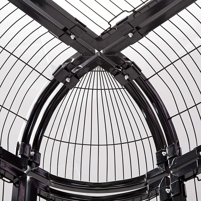 87-Inch Heavy Duty Walk-in Bird Cage with Cover – Large Outdoor Aviary Metal Birdcage with Stand, 7.22x5.25x6.8ft Flight Space for Macaw, Budgie, Conure, Lovebird, Parakeet, Cockatiel