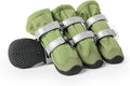 Spark Paws Dog Shoes, Waterproof Dog Boots for Medium to Large Dogs, Non Slip, Breathable Dog Booties and Paw Protectors - 4PCS Doggie Hiking Boots with Reflective Straps - Green - Size 4