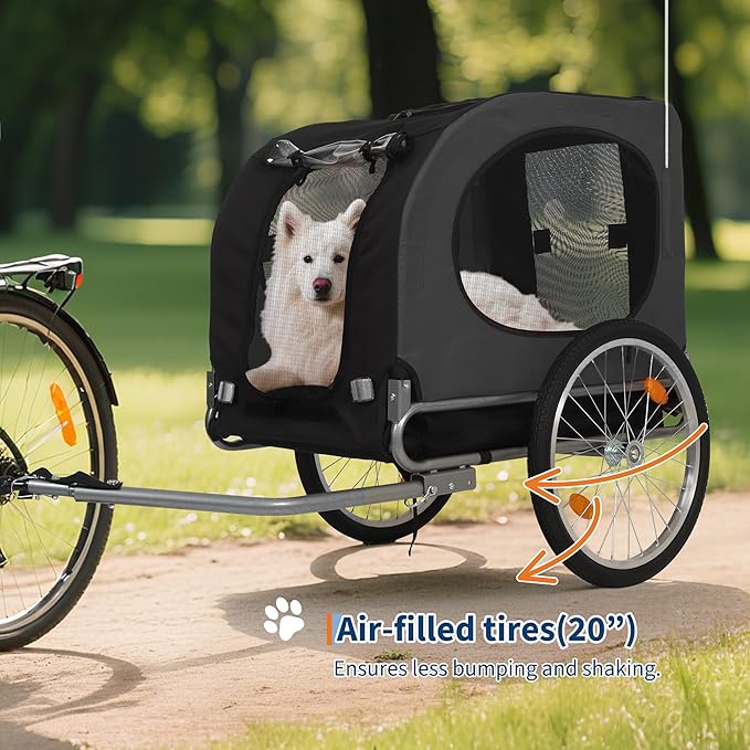 Bicycle Dog Carrier - 88Lbs Capacity Pet Bike Trailer with 19" Air Tires,Foldable Dog Trailer for Bike | with 600d Durable Waterproof Oxford Cloth | Universal Coupler | for Medium/Large Pets