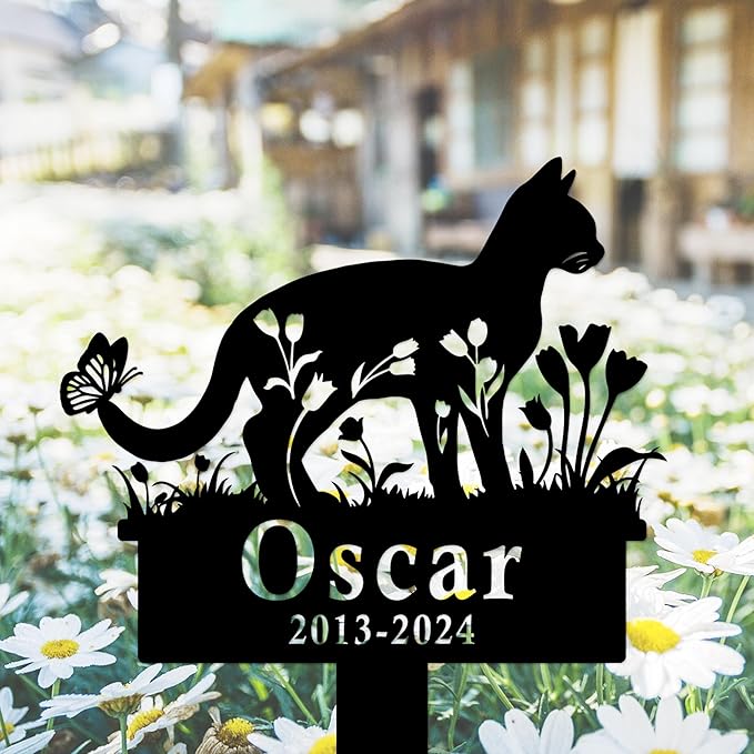 Custom Cat Memorial Stake, Personalized Cat Memorial Grave Marker, Pet Memorial Stake for Cats, Custom Cat Memorial Plaque, Cat Tombstone Marker Customized Cat Memorial Gift