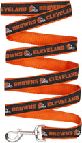 Pets First NFL Licensed Cleveland Browns 𝙿et Leash, Size Medium – Durable Satin Dog & Cat Walking Strap and Pet Tether with Embroidered Team Name & Logo