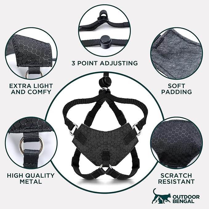 Houdini™ Escape Proof Cat Harness and Leash Set by OutdoorBengal – Turquoise, Medium Cat Harness for Walking