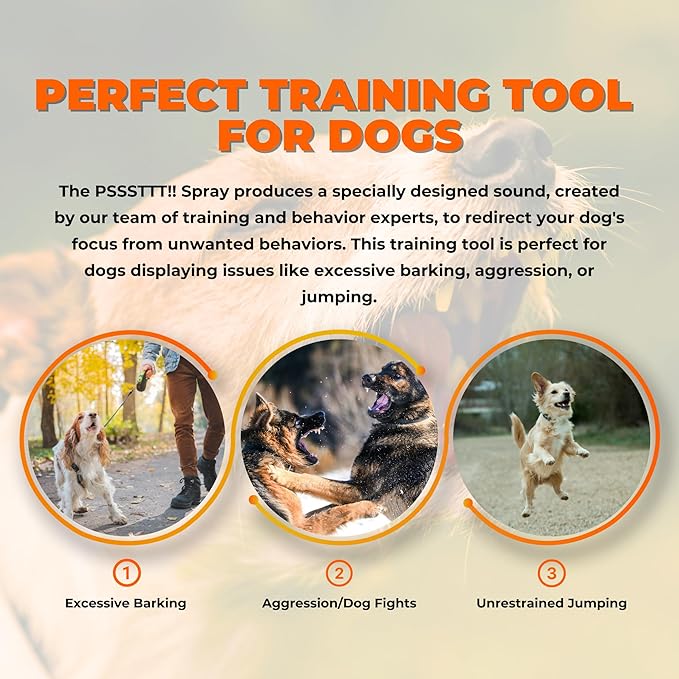 PSSSTTT Spray for Dogs 3.5 FL OZ (99g) - Effective Behavior Training for Dogs, Dog Corrector Fight Deterrent - Safe & Humane, Air Spray for Dogs, Air Horn for Dogs Training