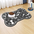 Dog Cat Food Mat,Rapid Absorbent Pet Feeding Mat, Bone Shaped Dog Placemat Water Bowl Mat with Rubber Backing,No Stains Dog Cat Food Mats Indoor, Pet Accessories Supplies 23"x36" Black
