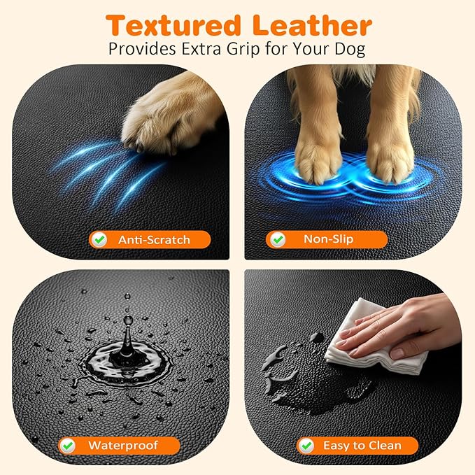 URPOWER Large Dog Backseat Extender for Extended Cab Trucks - Hard Bottom PU Leather Dog Car Seat Cover for Back Seat, Waterproof Dog Hammock Pet Rear Seat Protector Holds 400lbs for F150 SuperCab