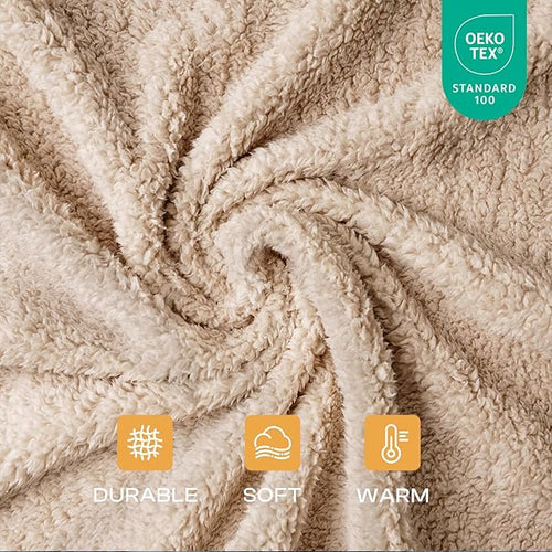 1 Pack 3 Calming Blankets Fluffy Premium Fleece Pet Blanket Soft Sherpa Throw for Dog Puppy Cat Beige/Black/Grey Large (41" x31'')