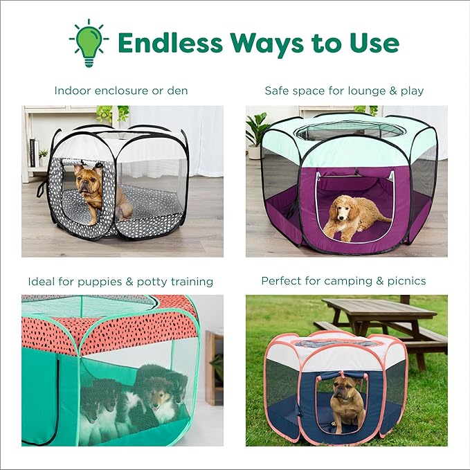 Furhaven Portable Dog Playpen Cat Tent, Pet Playground,Kennel Foldable Indoor Outdoor Zippered Puppy Crate - Navy, Medium