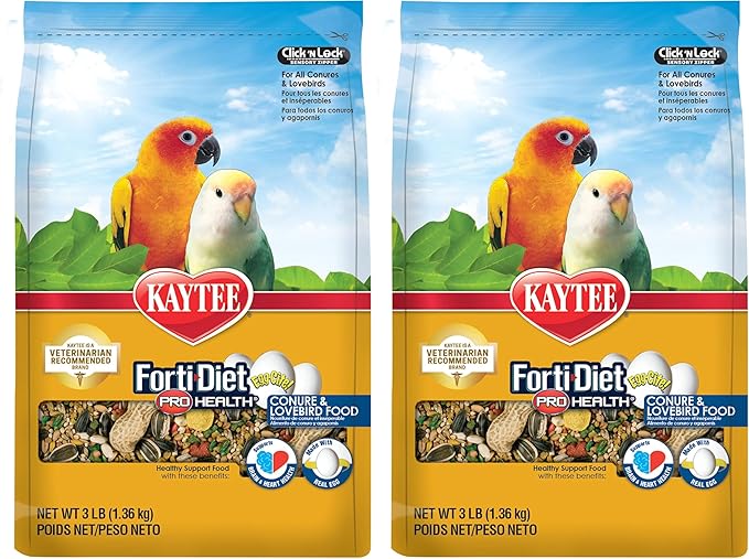 Kaytee Forti-Diet Pro Health Egg-Cite Pet Conure & Lovebird Food,3 Pound,(Pack of 2)