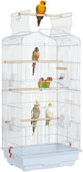 Topeakmart Open Top Medium Parrot Flight Bird Cage for 2 Parakeets, White