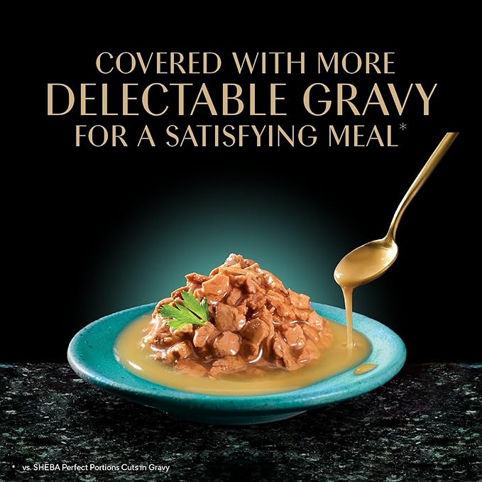 Sheba Gravy Indulgence Adult Wet Cat Food, Wet Food for Cats Chicken Entree in Extra Gravy, 2.6 oz. Twin-Pack Trays (24 Count, 48 Servings)