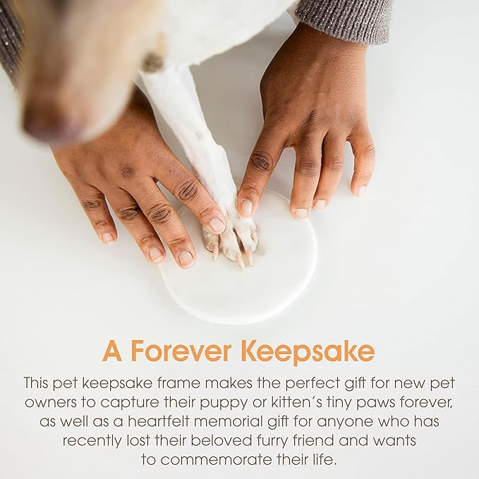 Pearhead Pet Paw Print Memorial Frame with Clay Imprint Kit, Dog & Cat Pawprint Keepsake Wood Photo Frame, DIY No Bake Paw Print Kit, 4x6 Picture Display, Espresso Brown